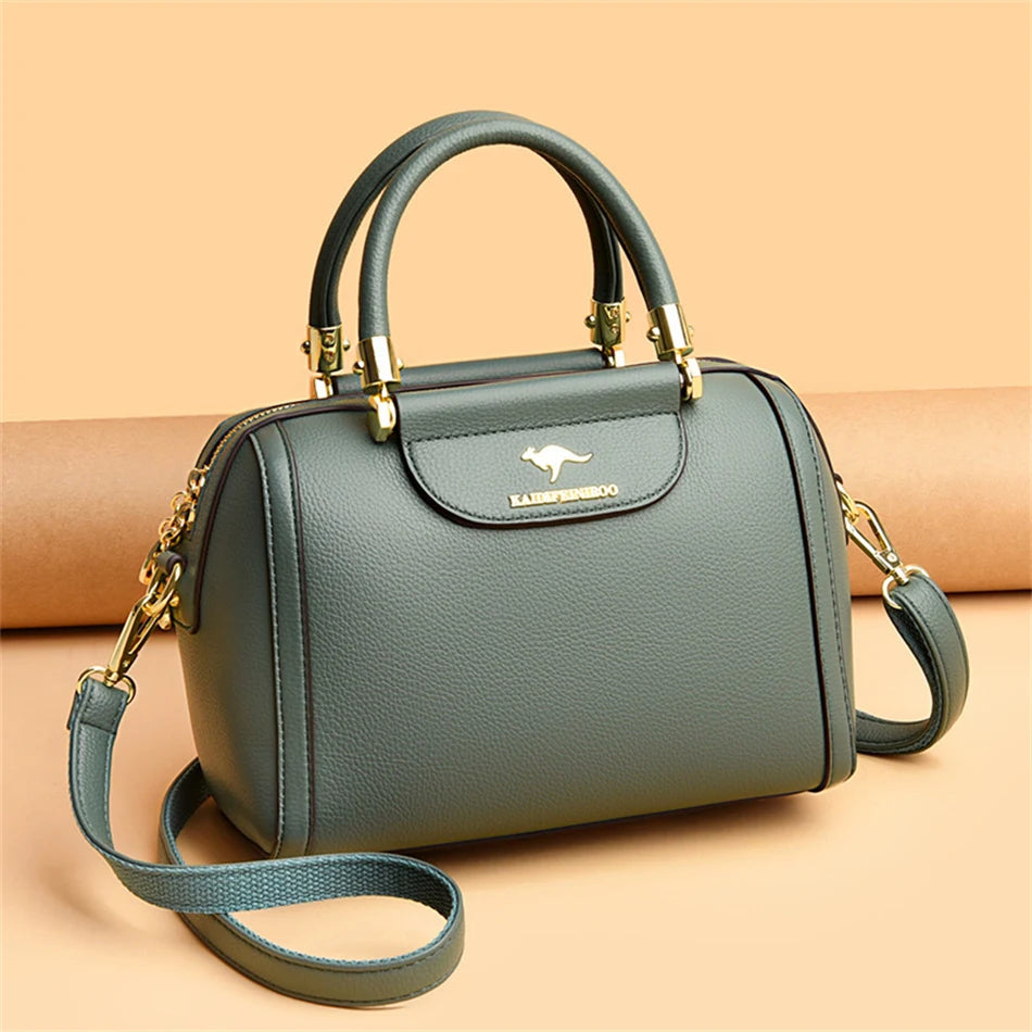 Granded Branded Cowhide Leather Handbag