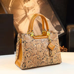 Genuine Leather Carving Women's Handbags