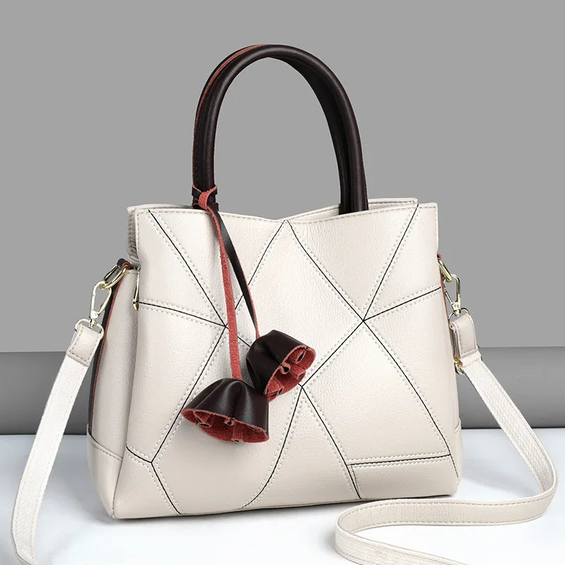 Large-capacity genuine leather women's bag