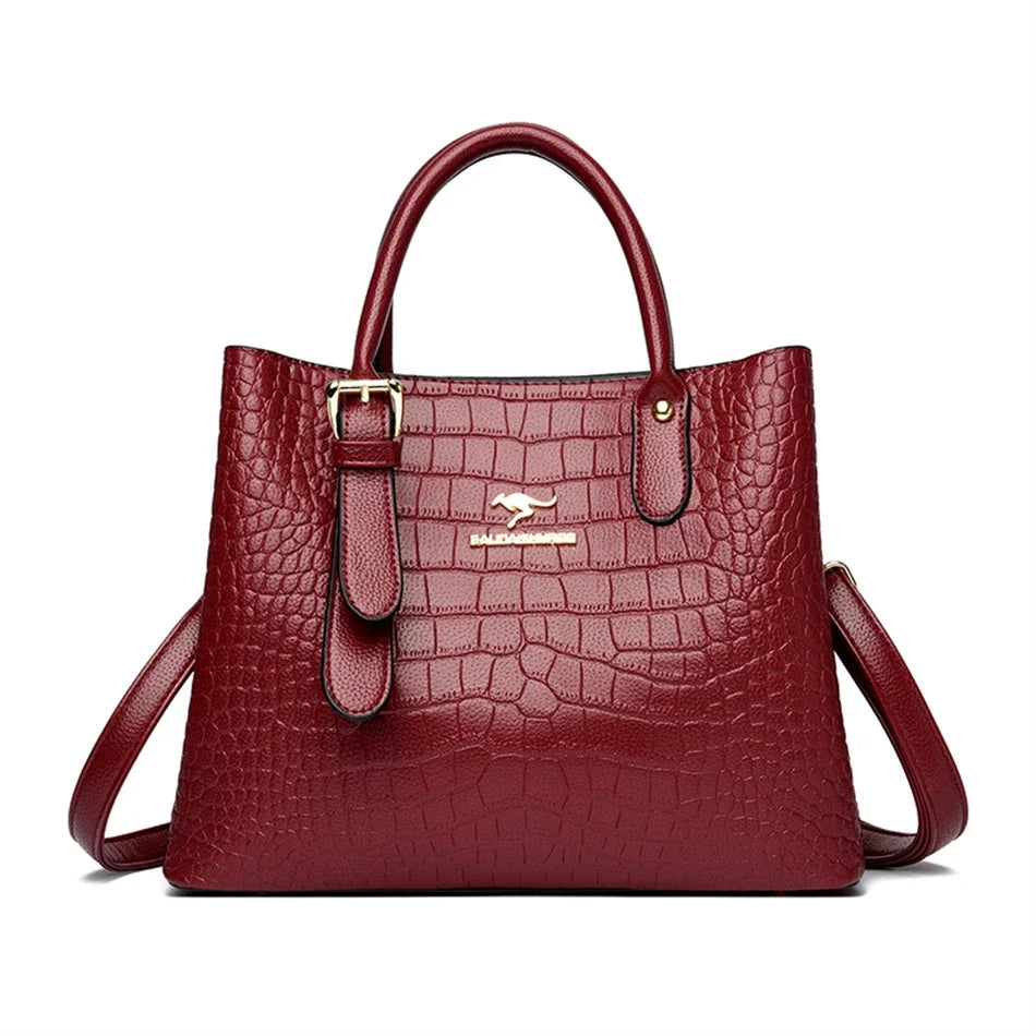 3-Layers Ladies Crocodile Patterned Handbags