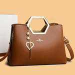 Fashion Hardware Handle Leather Handbag