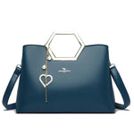 Fashion Hardware Handle Leather Handbag