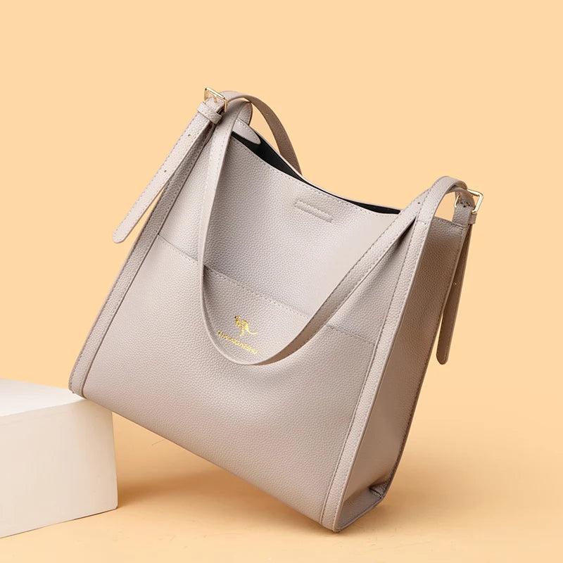 Luxury Leather Bucket Shoulde Tote