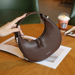 Genuine Leather Half Moon Shoulder Bag