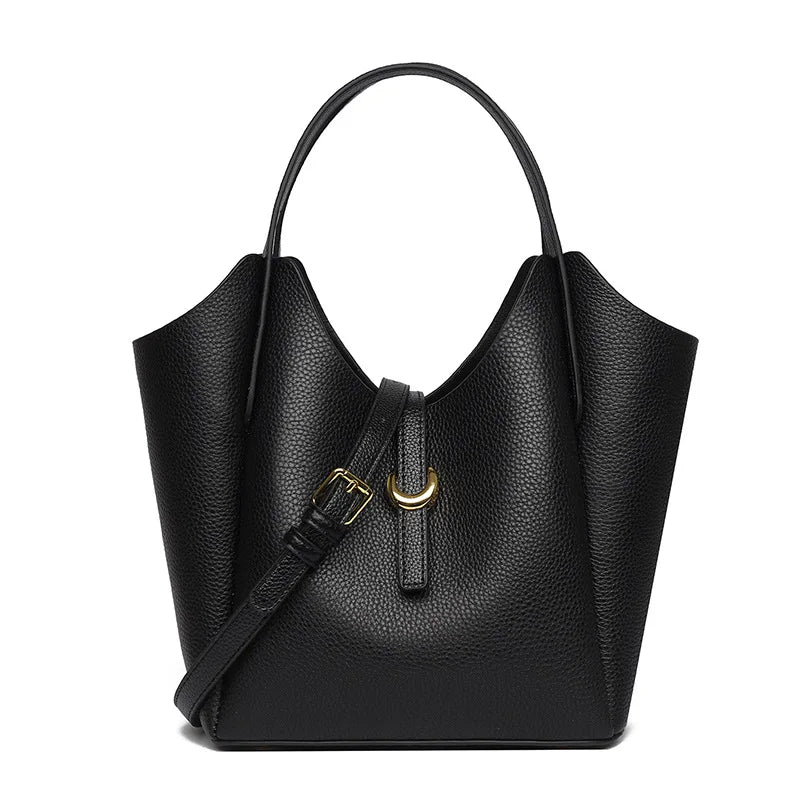 New Genuine Leather Women Bucket Tote Bag