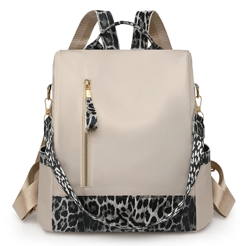 Fashion Color Blocked Leopard Print Women’s Backpack