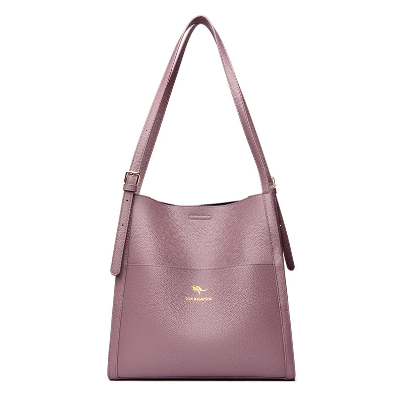 Luxury Leather Bucket Shoulde Tote