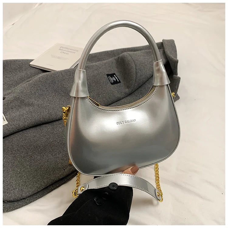 High End Burgundy Patent Leather Shiny Surface Crossbody Bag