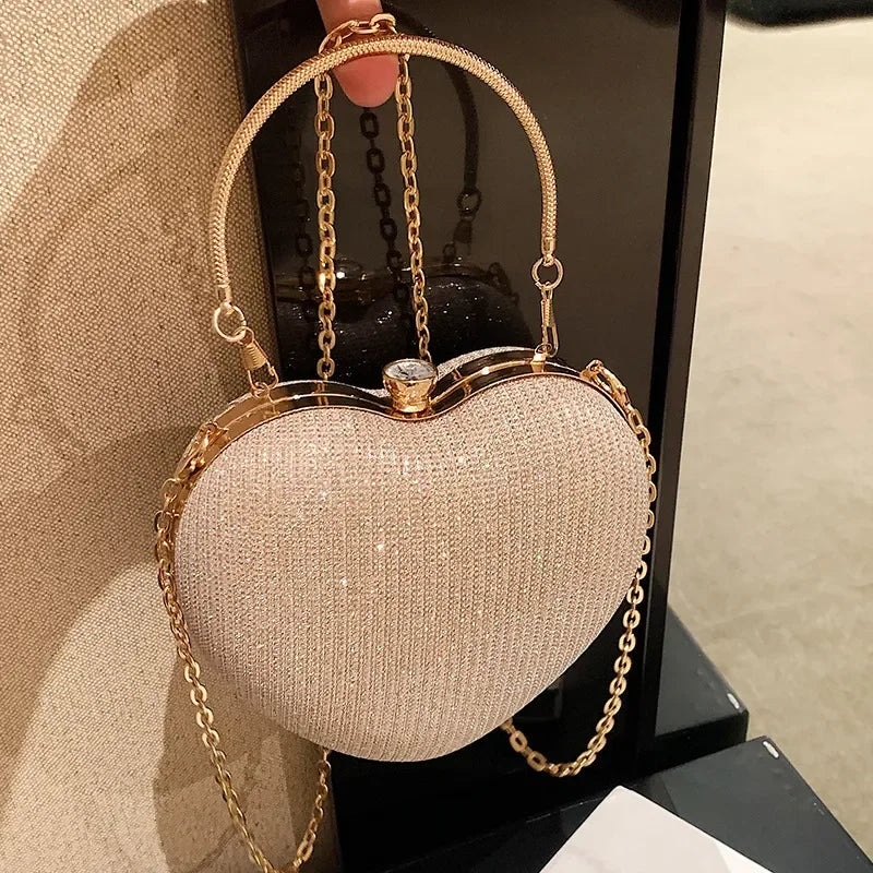 Heart Shape Metal Clutches Bag