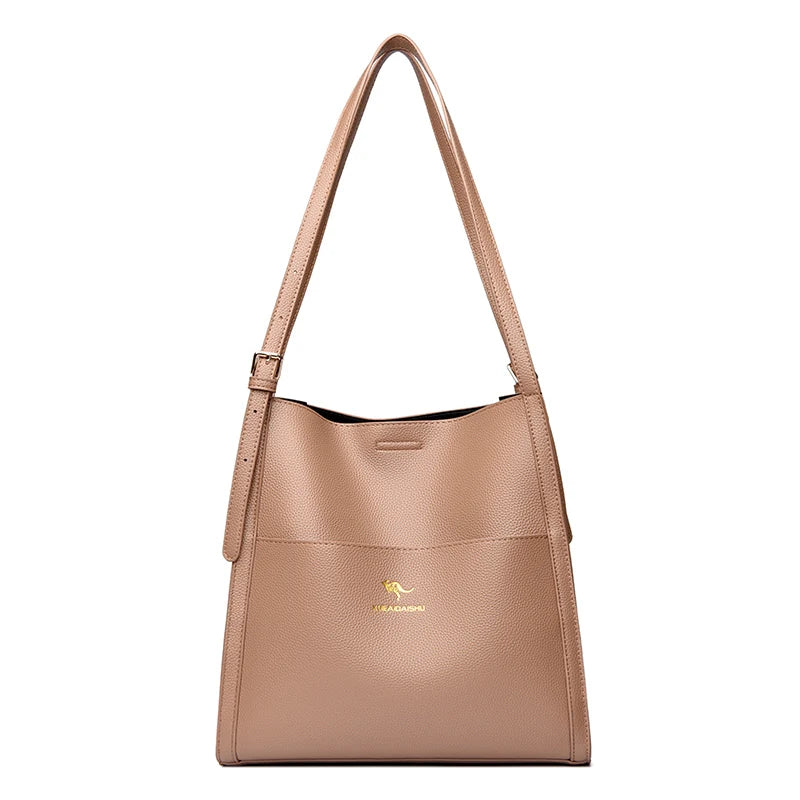 Luxury Leather Bucket Shoulde Tote