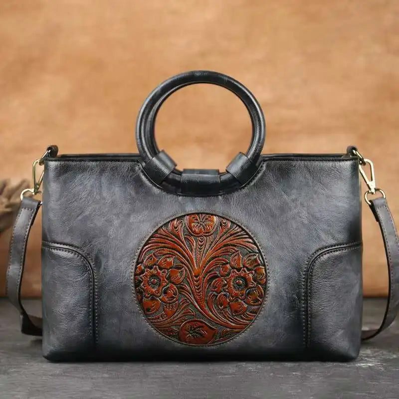 Retro Handmade Embossed Shoulder Bag