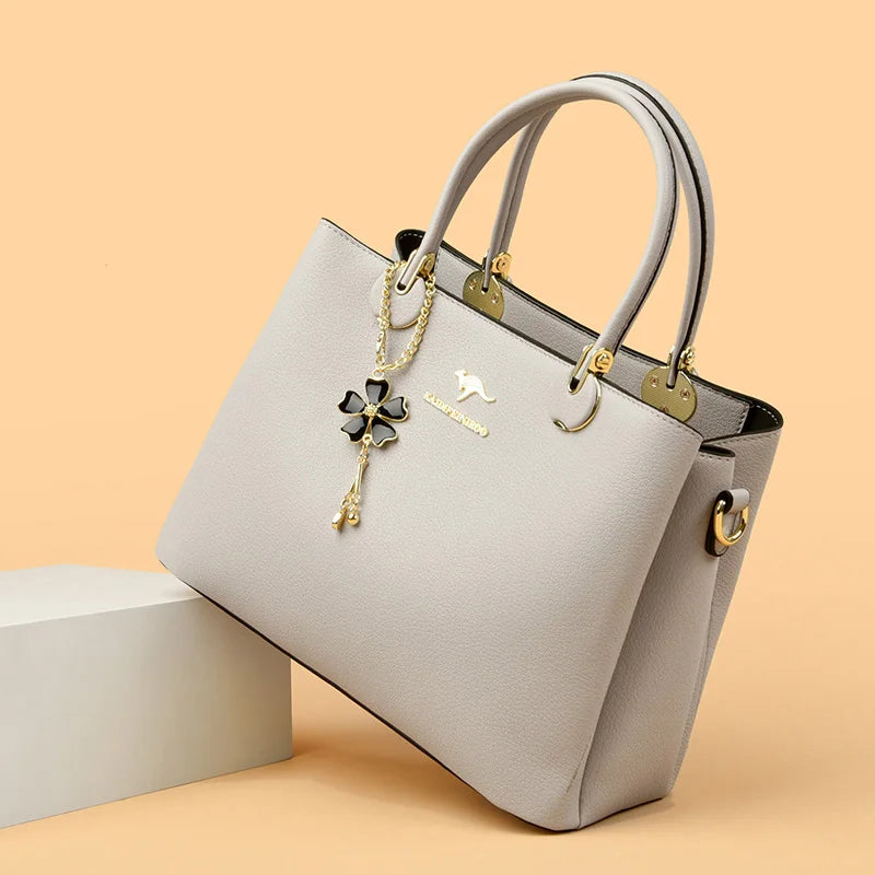 Luxury Soft Leather 3 Layers Large Capacity Womens Bag