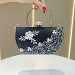 Flower Crystal Wedding Bridal Clutch Purse