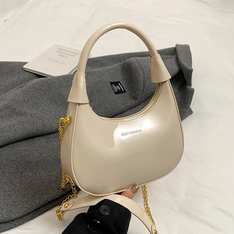 High End Burgundy Patent Leather Shiny Surface Crossbody Bag
