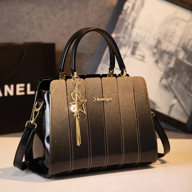 New Gradient Color Patent Leather Handbag