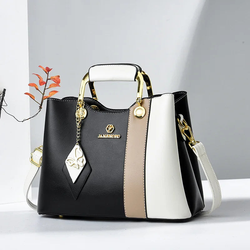 Spliced Leather Large Capacity Woman Handbag