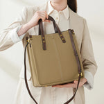 Burminsa Cowhide Genuine Leather Vertical Tote Handbags