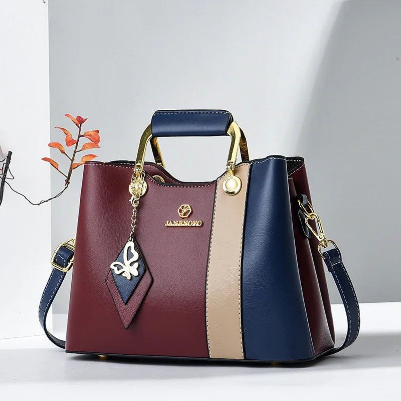 Spliced Leather Large Capacity Woman Handbag