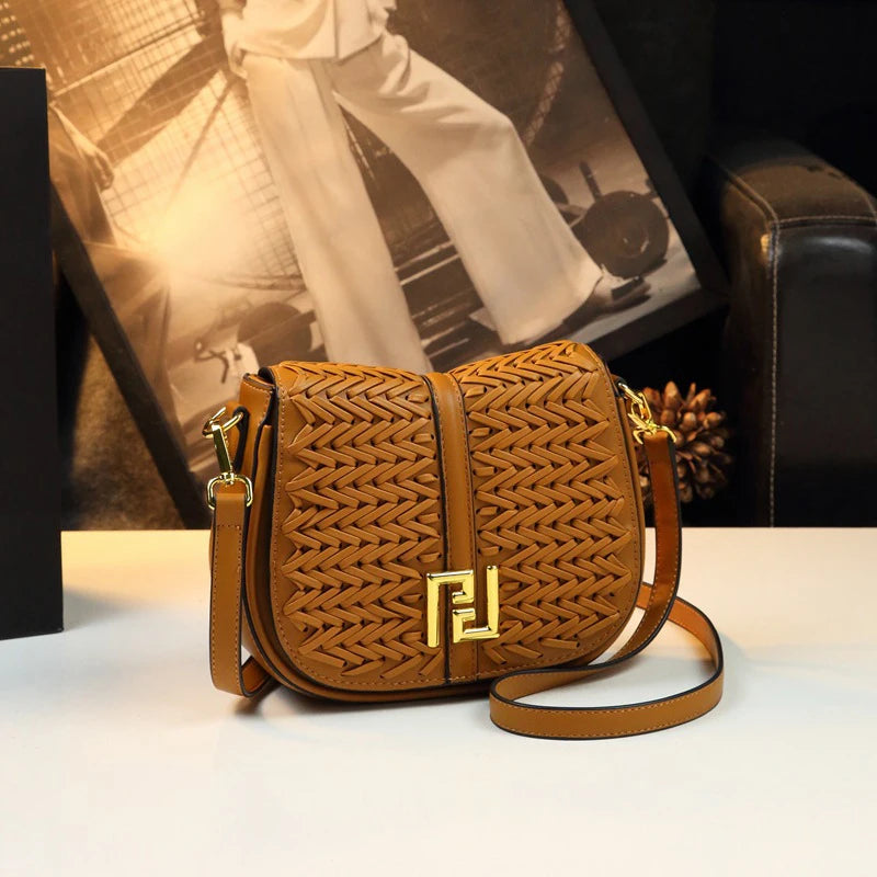 Brand Design Woven Saddle Bag