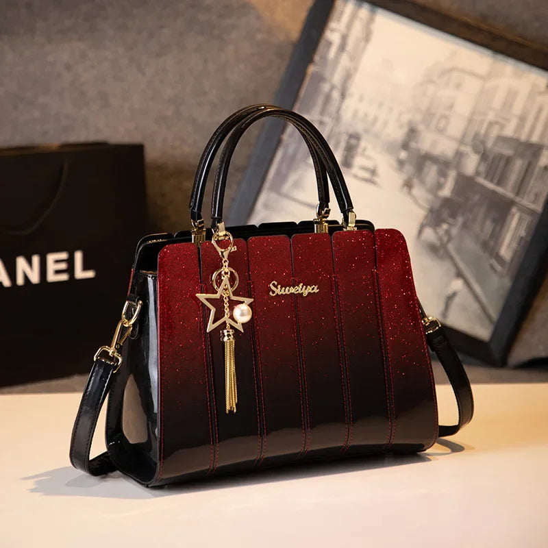 New Gradient Color Patent Leather Handbag