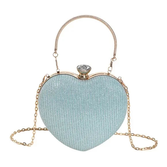 Heart Shape Metal Clutches Bag