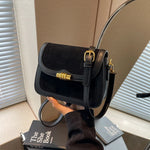 High Quality Burgundy Retro Frosted PU Splicing Crossbody Bag