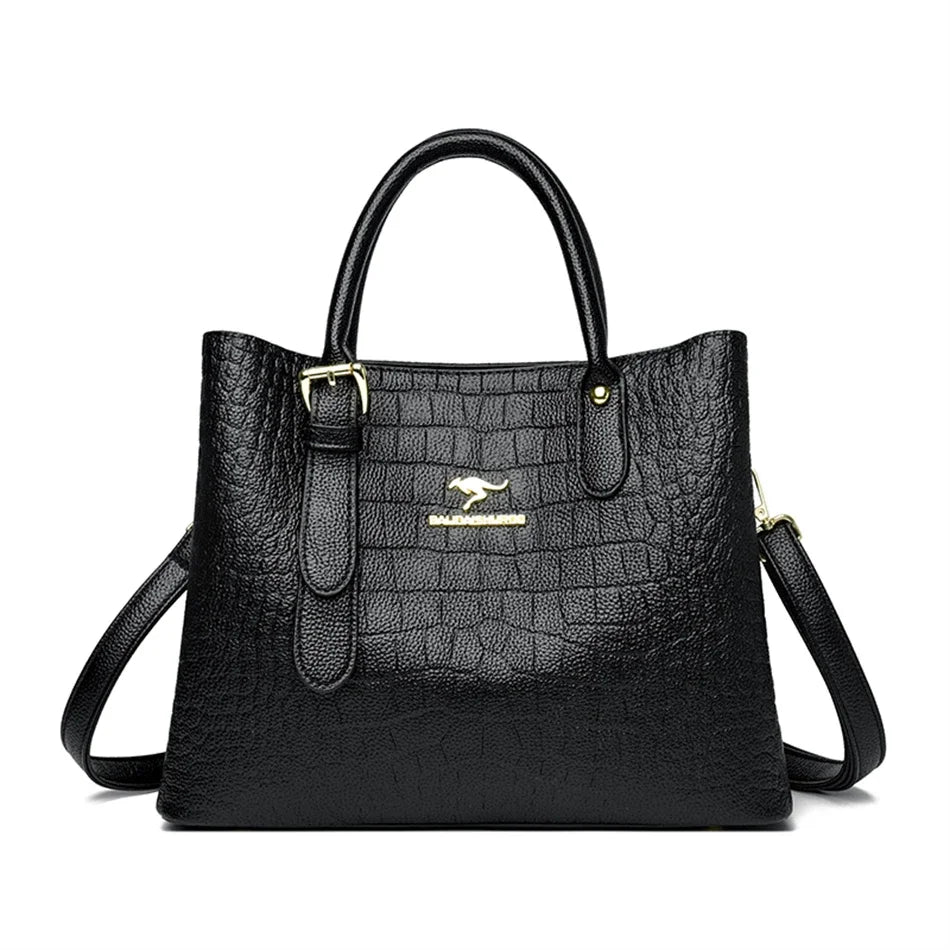 3-Layers Ladies Crocodile Patterned Handbags