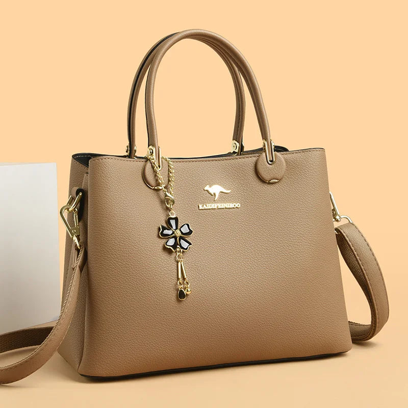Luxury Soft Leather 3 Layers Large Capacity Womens Bag