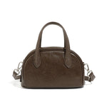 Toptrends Cow Genuine Leather Bowling Small Tote Handbags For Women