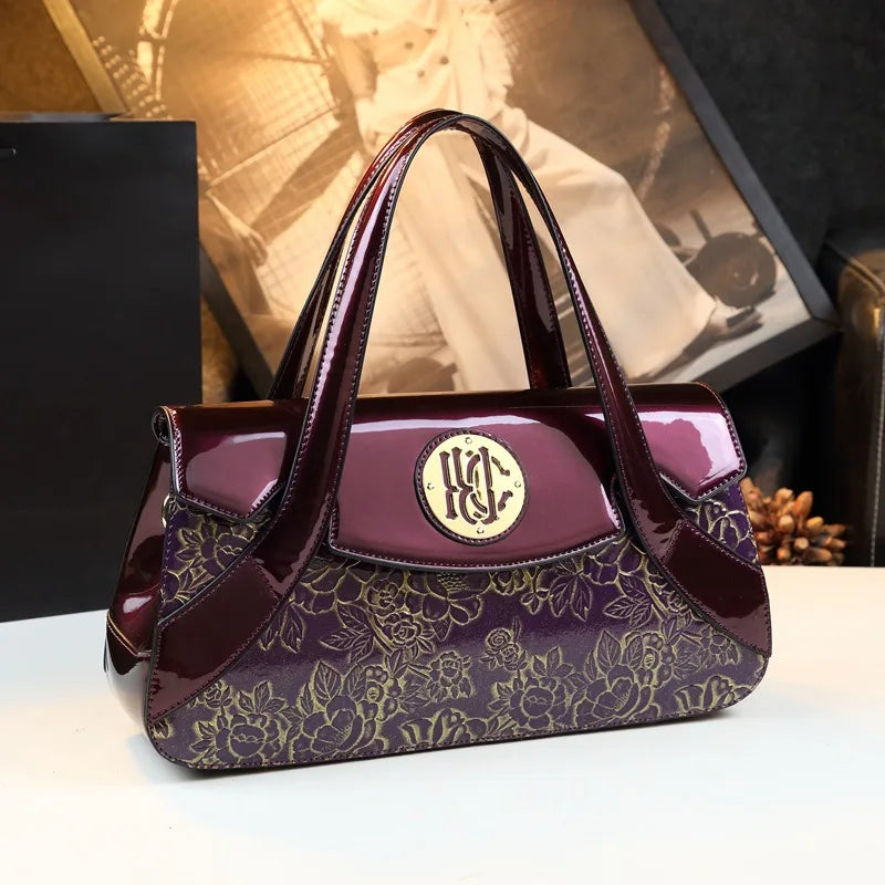 Spring and autumn patent leather snake pattern armpit handbag