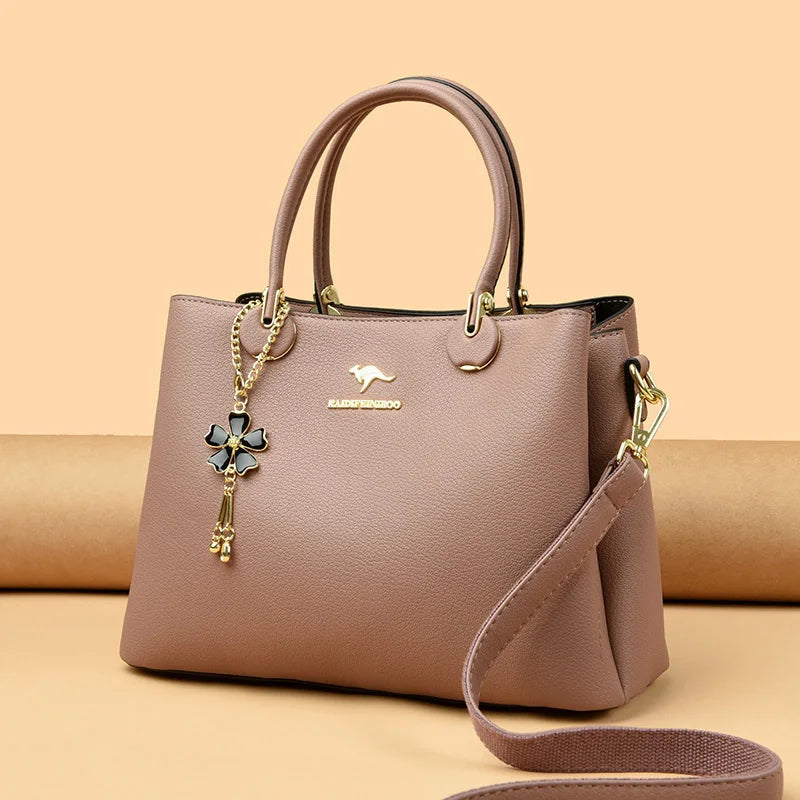 Luxury Soft Leather 3 Layers Large Capacity Womens Bag