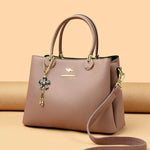 Luxury Soft Leather 3 Layers Large Capacity Womens Bag