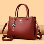 Luxury Soft Leather 3 Layers Large Capacity Womens Bag
