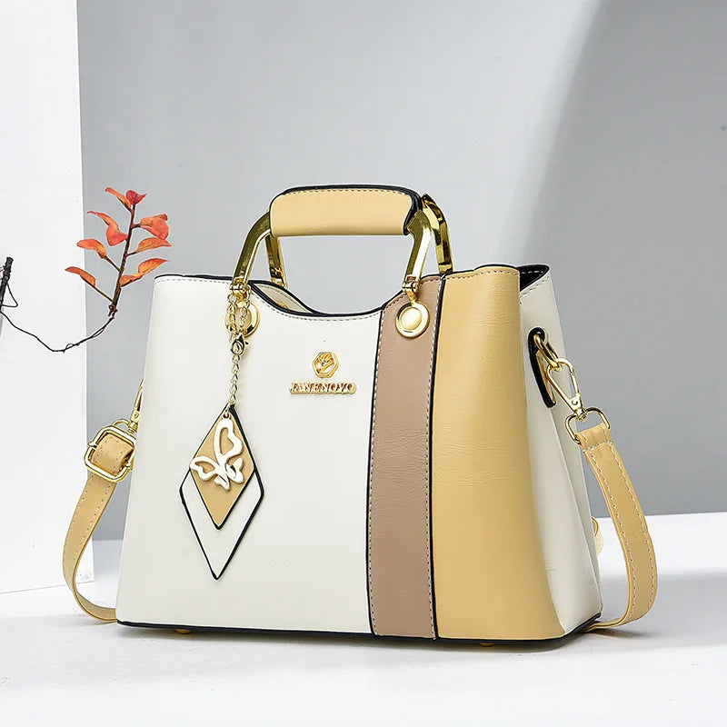 Spliced Leather Large Capacity Woman Handbag