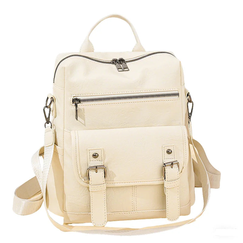 Fashion Soft Leather Tassel Multifunctional Backpack