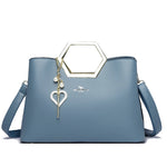 Fashion Hardware Handle Leather Handbag