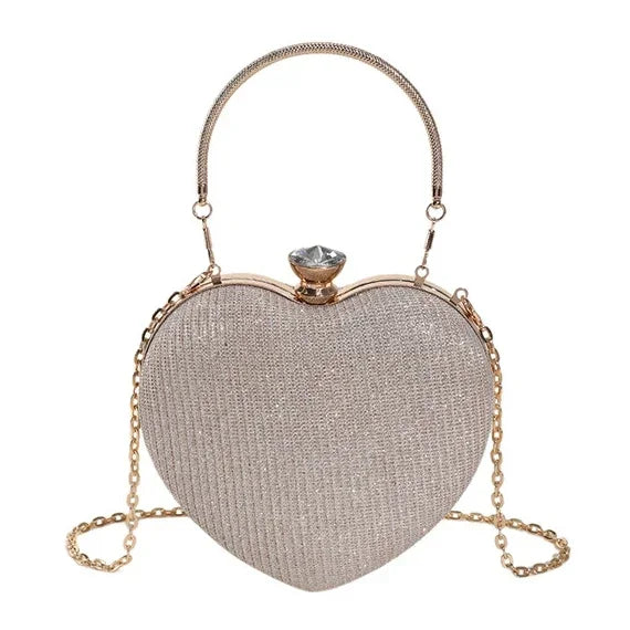 Heart Shape Metal Clutches Bag