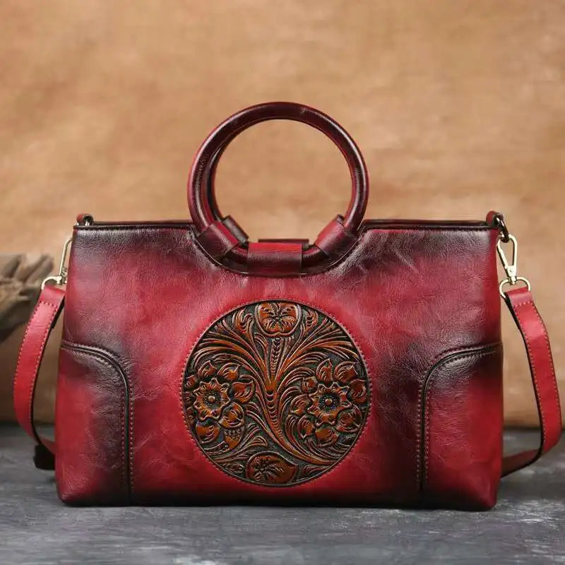 Retro Handmade Embossed Shoulder Bag