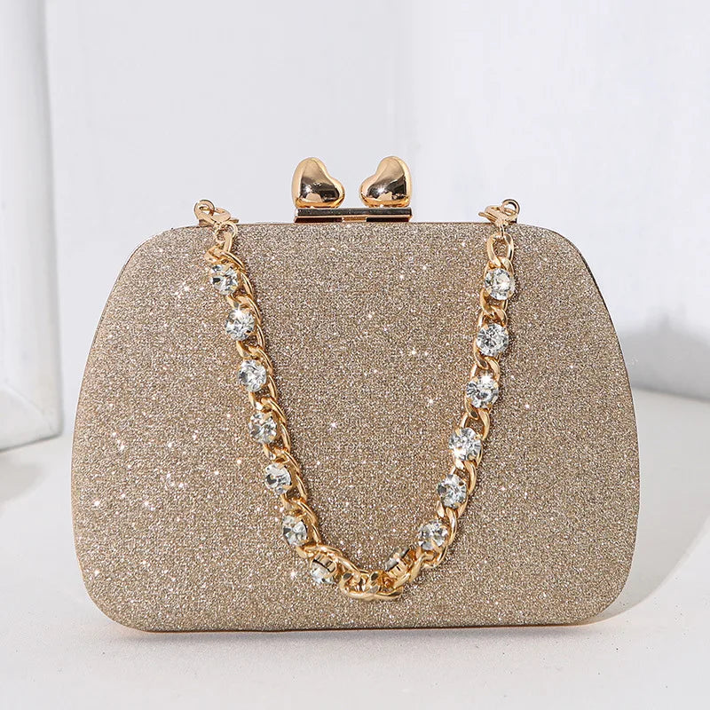 Heart-shaped Diamond Dolly Clutch Bags