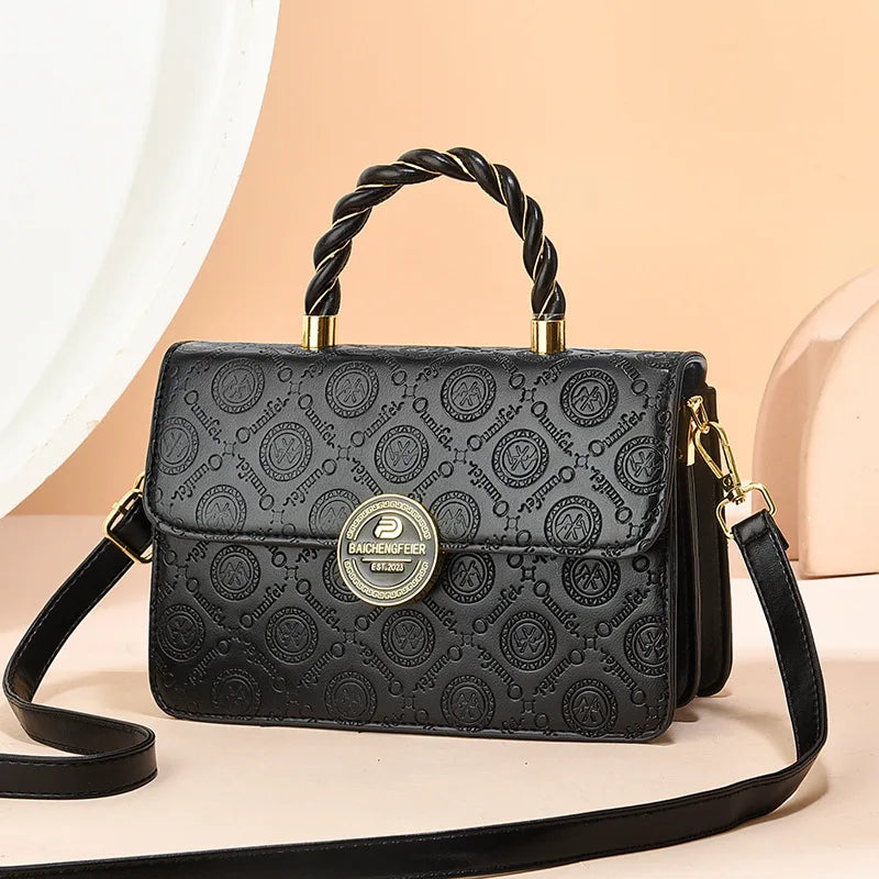 Luxury Embossed Leather Flap Shoulder & Crossbody Bag