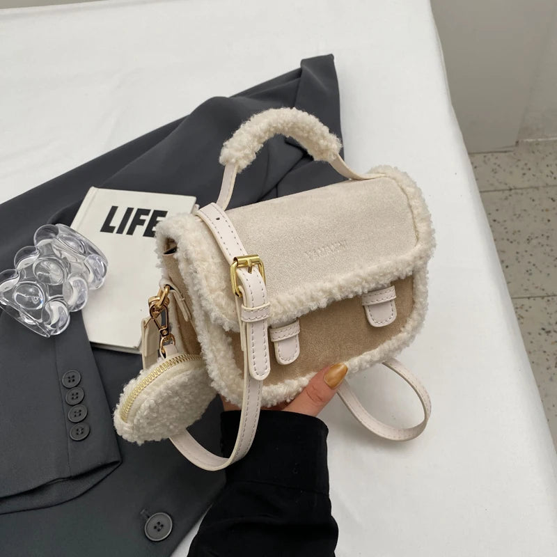 Winter New Women's Plush Small Square Bag