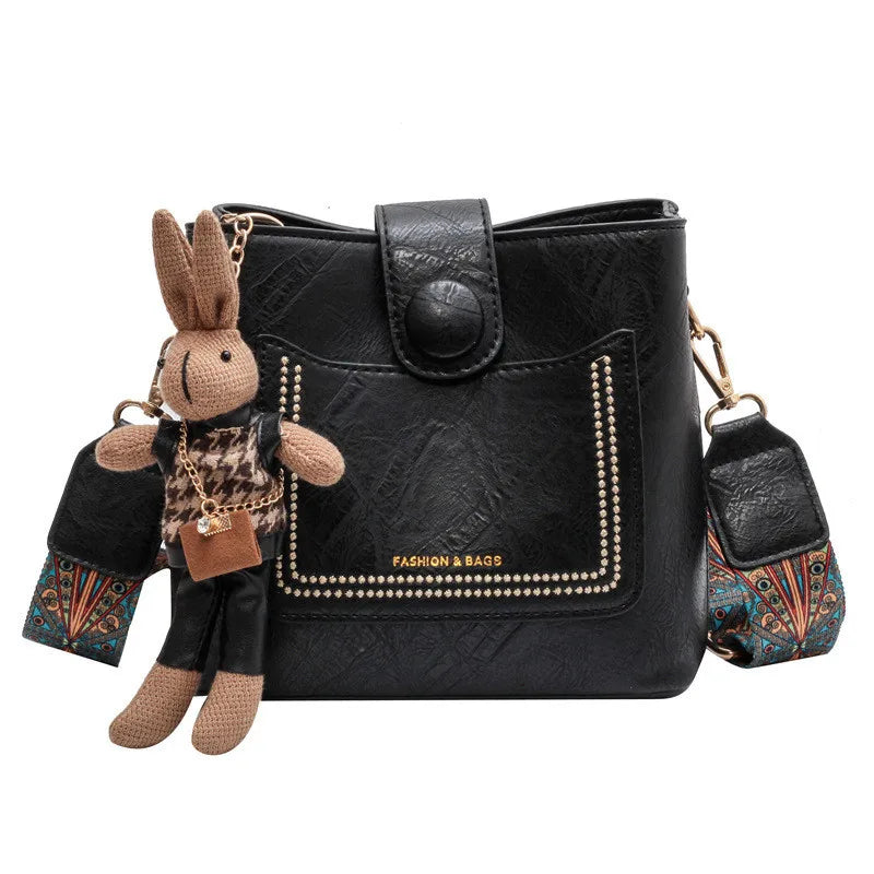 solid color Pu LeatherCrossbody Bag