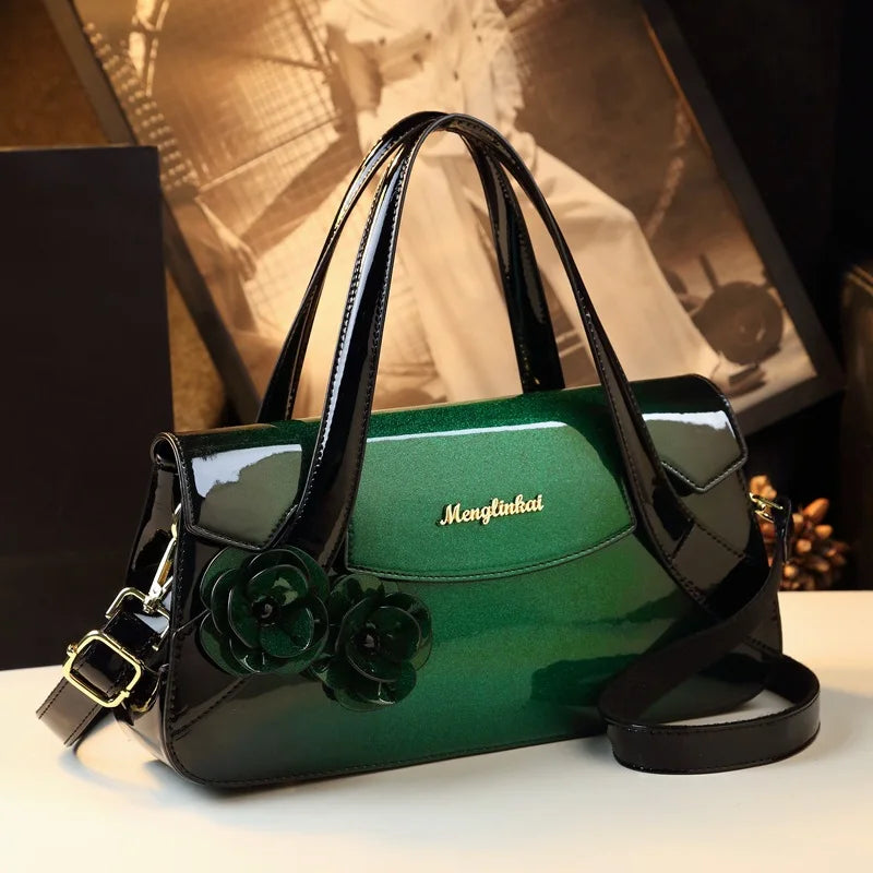 Spring and autumn patent leather snake pattern armpit handbag