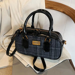 Retro Woolen PU Splicing Crossbody Bag