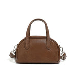 Toptrends Cow Genuine Leather Bowling Small Tote Handbags For Women