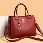 Luxury Soft Leather 3 Layers Large Capacity Womens Bag