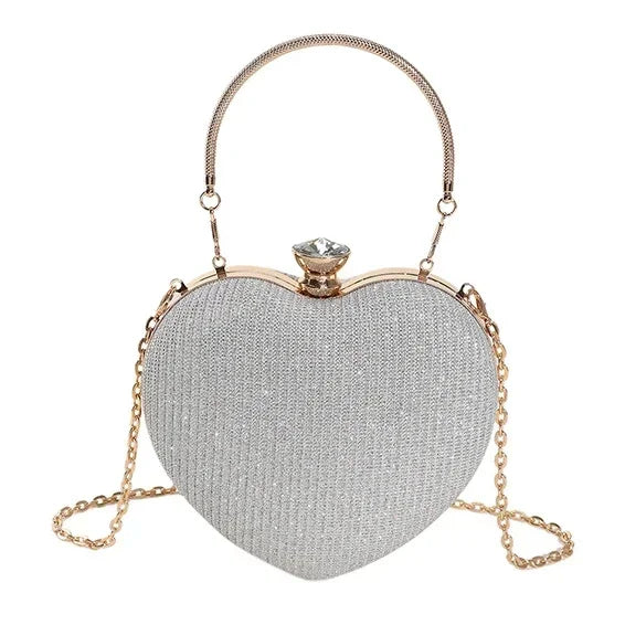 Heart Shape Metal Clutches Bag