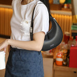 Genuine Leather Half Moon Shoulder Bag