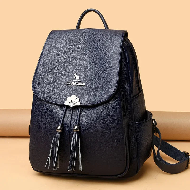 genuine soft leather student school bag