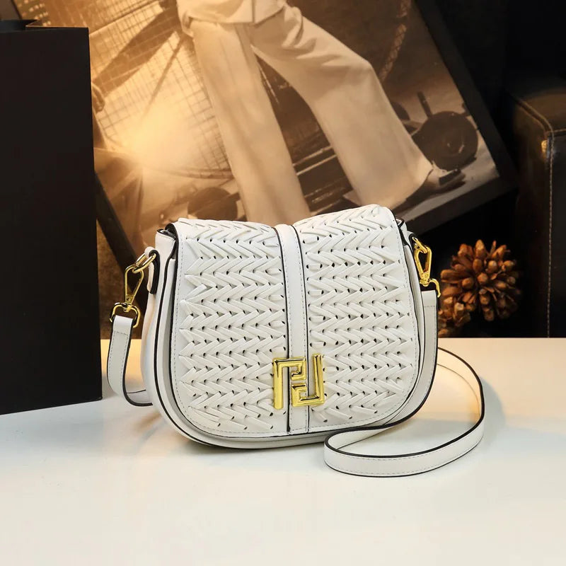 Brand Design Woven Saddle Bag